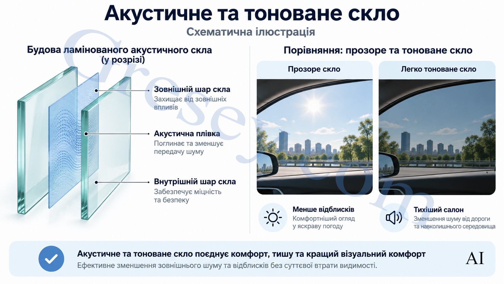 BYD Seal 08 з прикладами акустичного ламінованого та затемненого скла. BYD Seal 08 with examples of acoustic laminated glass and tinted glass.