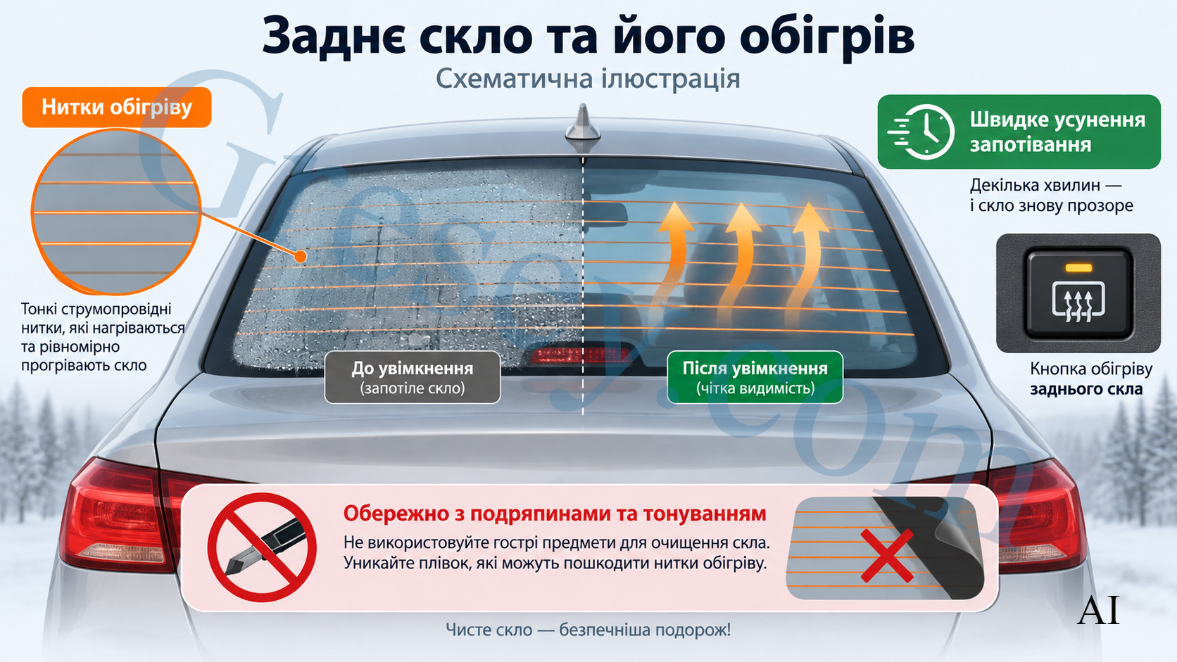 BYD Seal 08 із позначенням обігріву заднього скла та зовнішніх дзеркал. BYD Seal 08 showing the rear window defroster and exterior mirror heating.