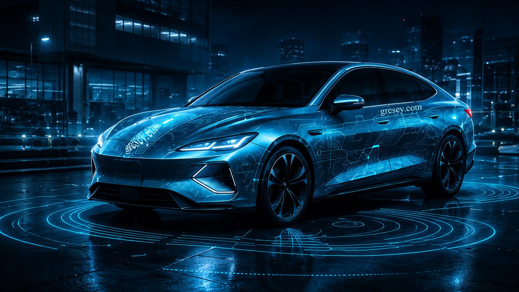 Електричний седан BYD SEAL з яскравими потоками даних і піксельними світловими блоками на кузові, що символізують OTA-оновлення.